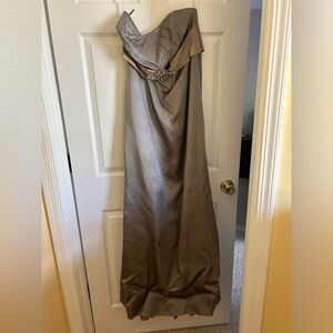 Lazaro bridesmaids dress; silver/gray; strapless; Size 20